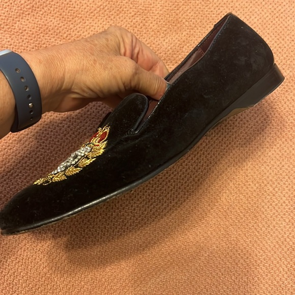 DONALD J PLINER ⚜️ Donald & Lisa Signature Black Velvet & Crystal Skulls Flats - Picture 11 of 15